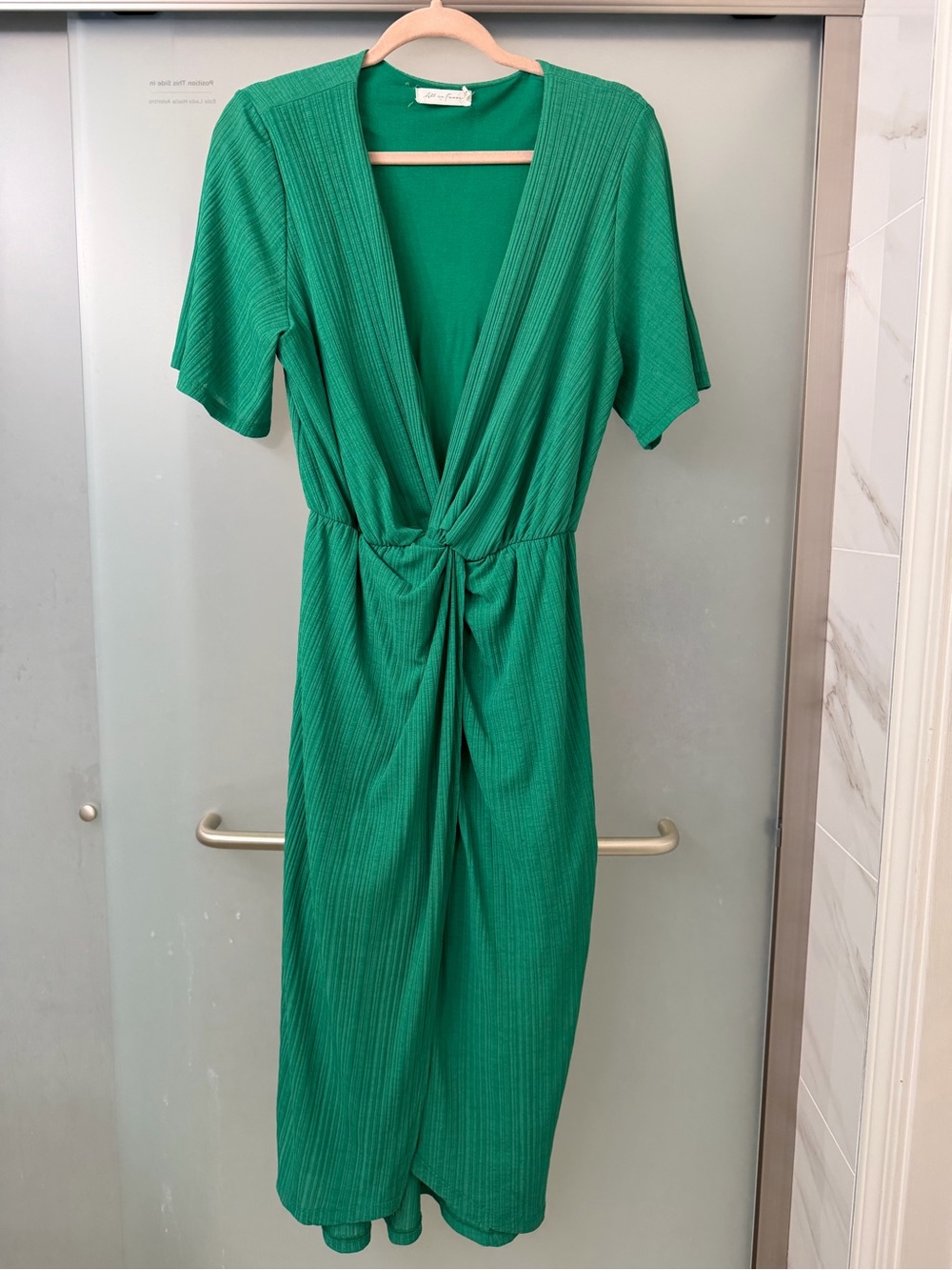All in Favor Emerald Green Knot-Front Midi Dress